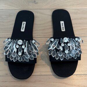 Miu Miu Collector's Rare Silk/Satin Holiday Crystal Chandelier Slides- 38 (8)